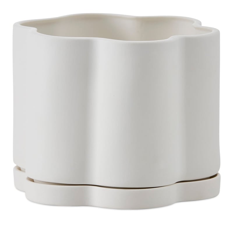 Flower White Pot & Saucer