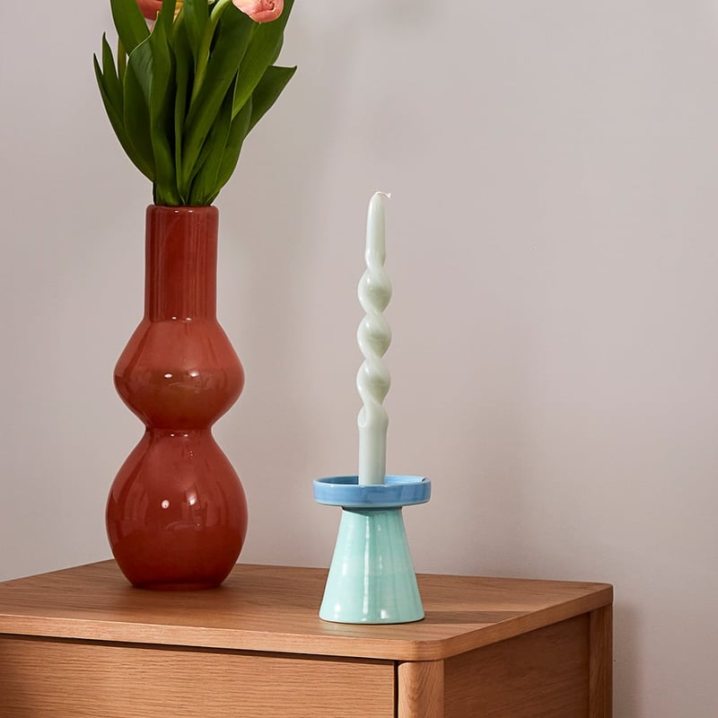 Contrast Mint & Blue Candle Holder