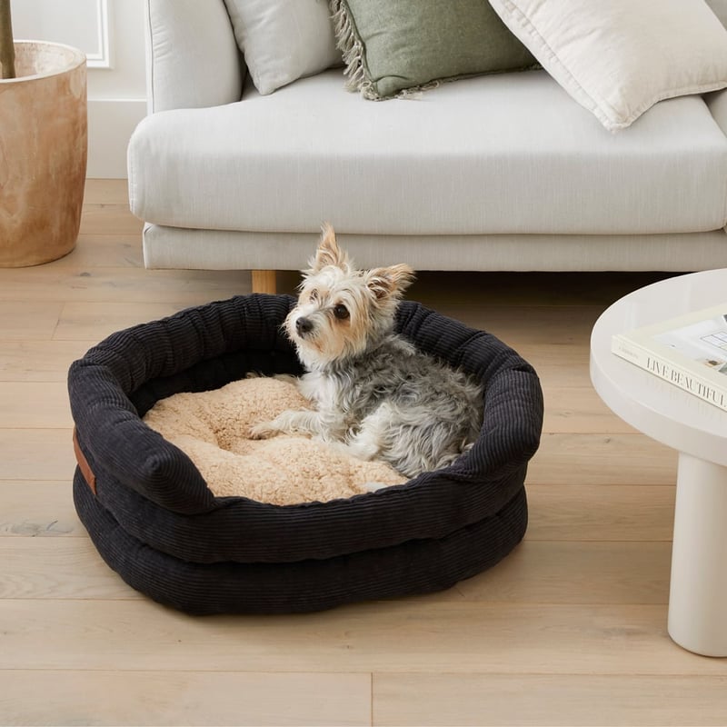 Ziggy Black Corduroy Pet Bed