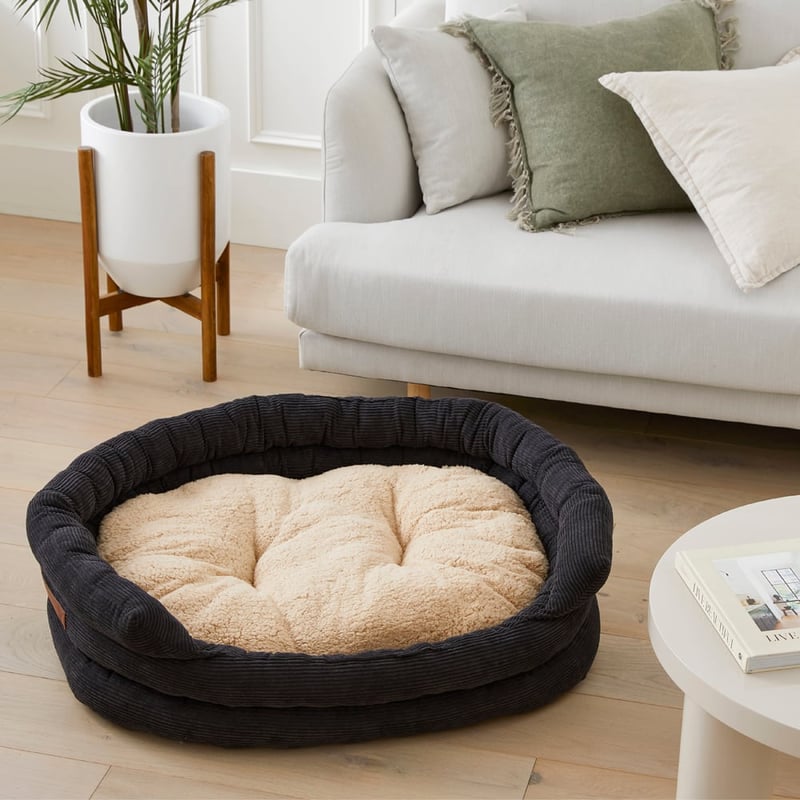 Ziggy Black Corduroy Pet Bed