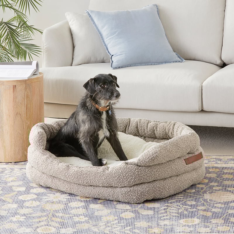 Ziggy Corduroy Dove Boucle Pet Bed