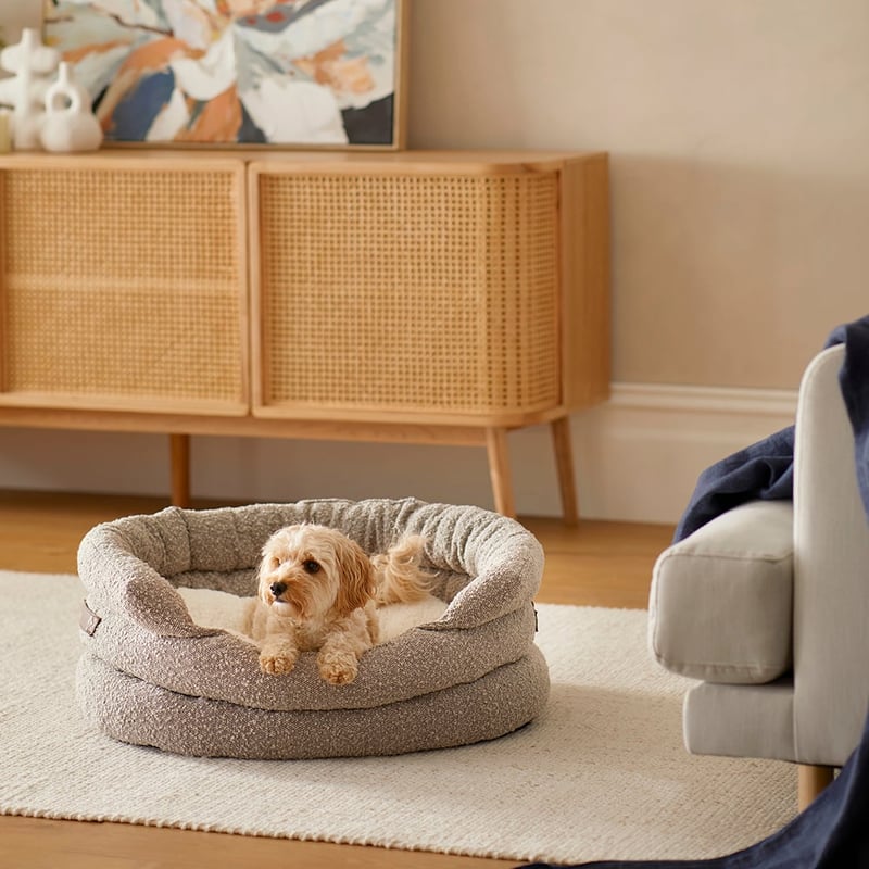 Ziggy Corduroy Dove Boucle Pet Bed