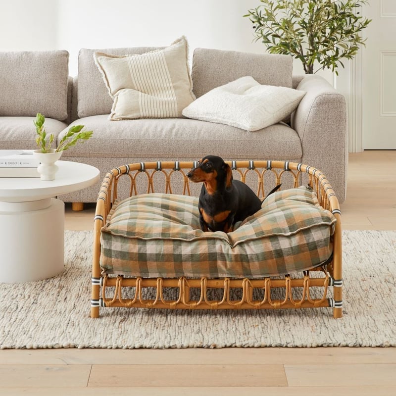 Belgian Multi Greens Check Linen Pet Bed