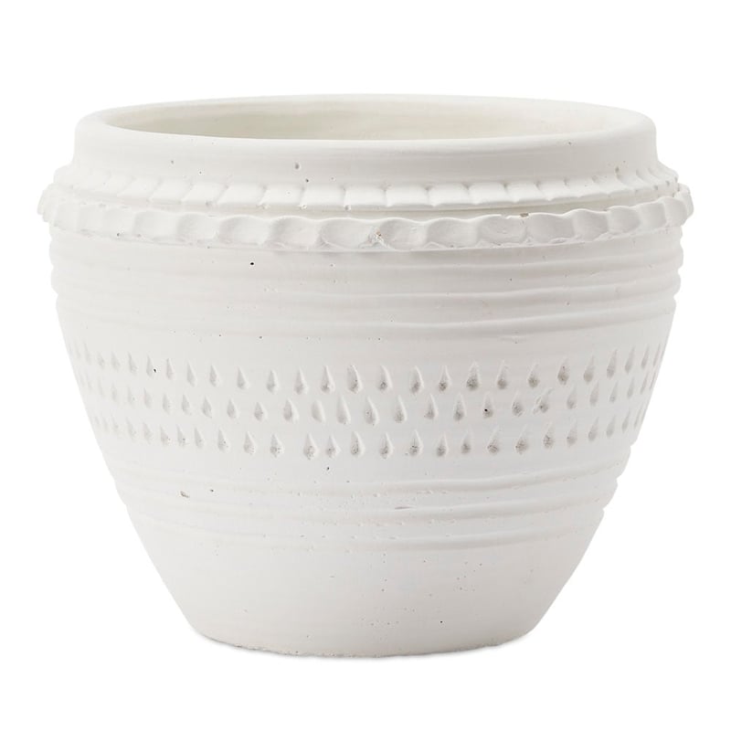 Embossed White Cone Pot