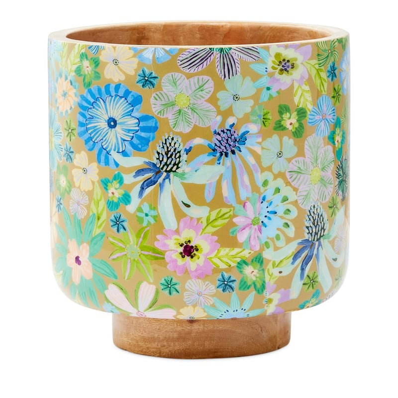 Sia Floral Gold Timber Pot