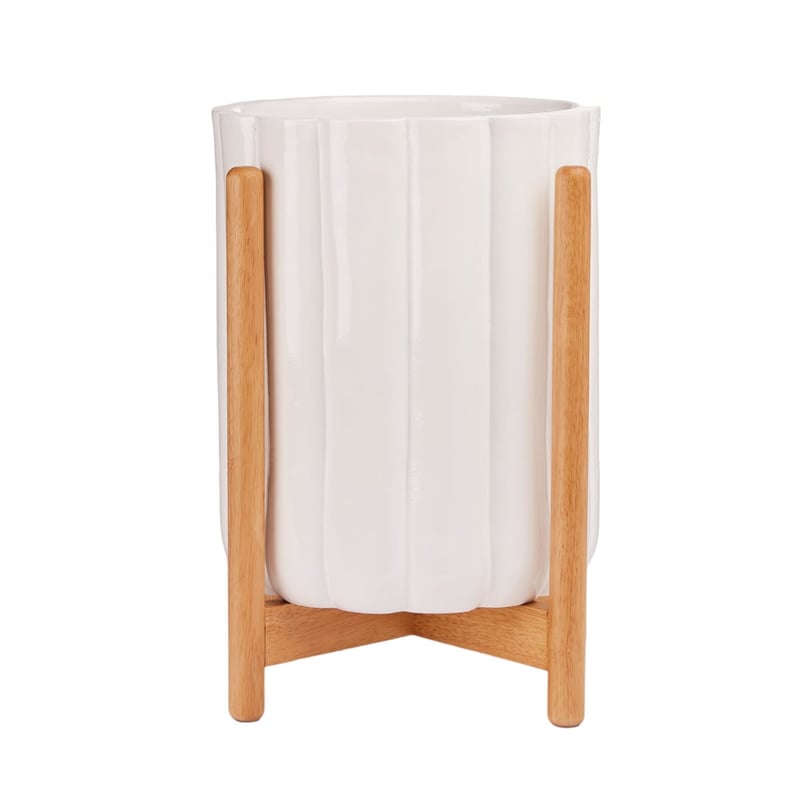 Ryle White & Natural Scalloped Plant Stand