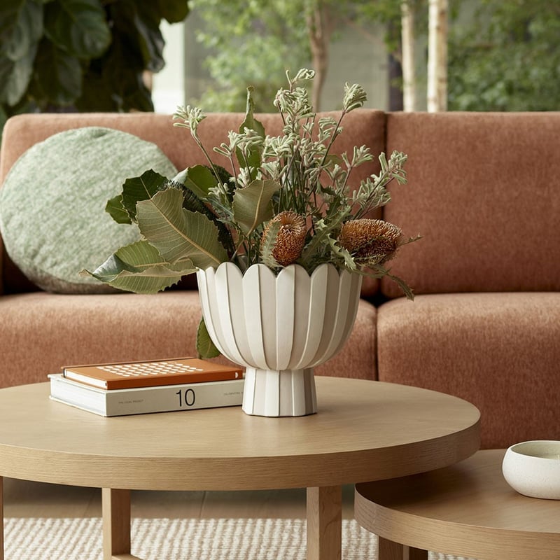Petal Off White & Beige Pedestal Pot