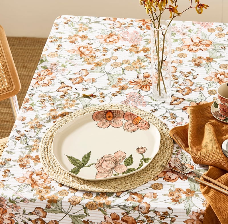 Vintage Flower Pink & Natural Handpainted Servingware