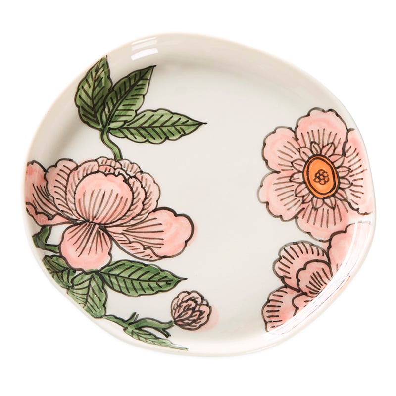 Vintage Flower Pink & Natural Handpainted Servingware