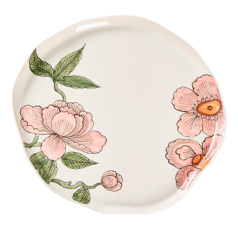 Vintage Flower Pink & Natural Handpainted Servingware