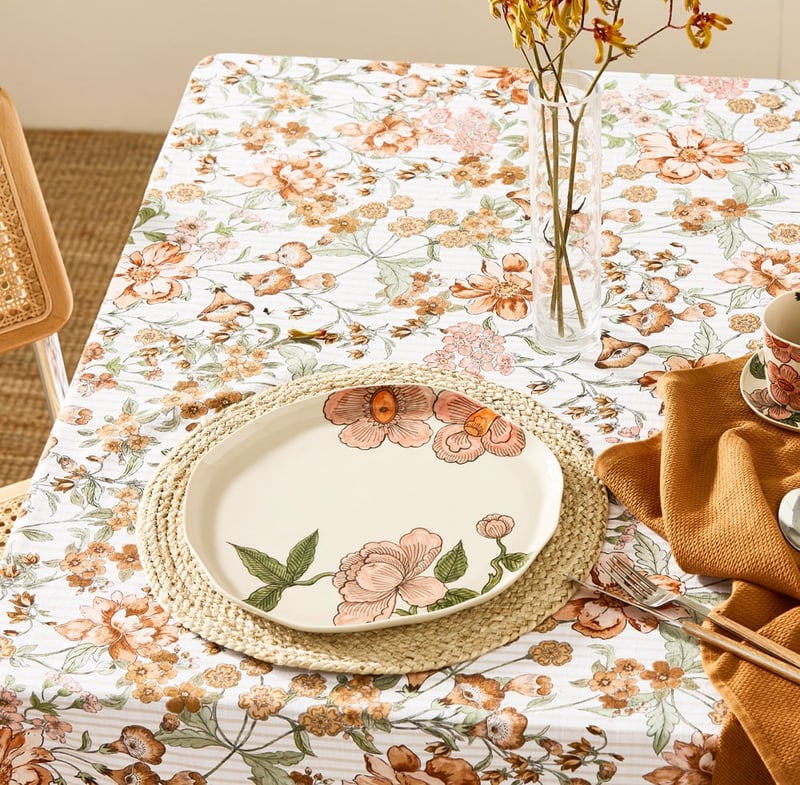 Vintage Flower Pink & Natural Handpainted Servingware