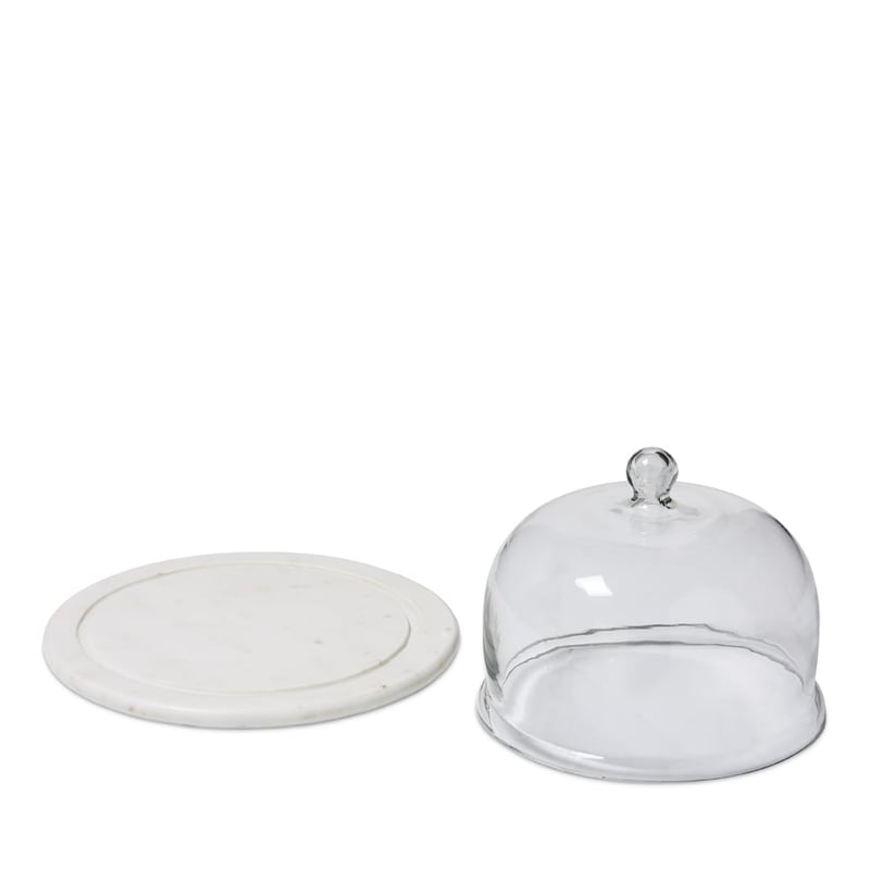 Boston Kitchen White Cake Plate & Glass Dome