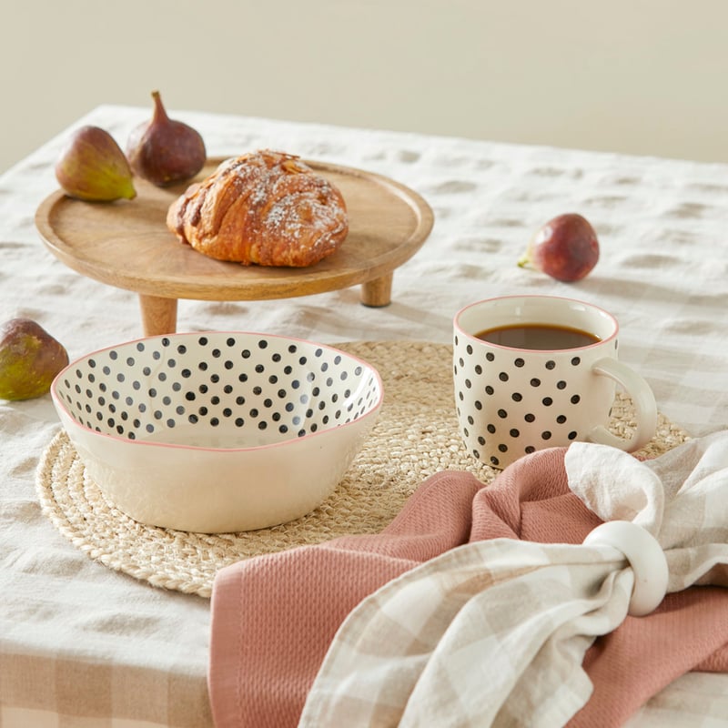 Lola Handpainted Black Spot Bowl