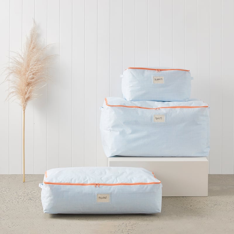 Chambray Blue & Orange Contrast Storage Bags