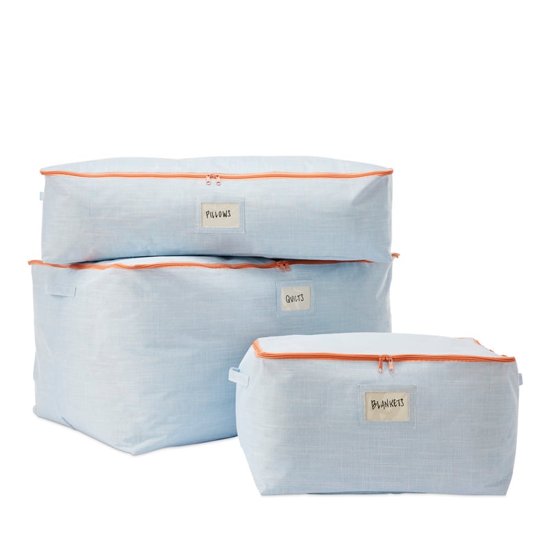 Chambray Blue & Orange Contrast Storage Bags