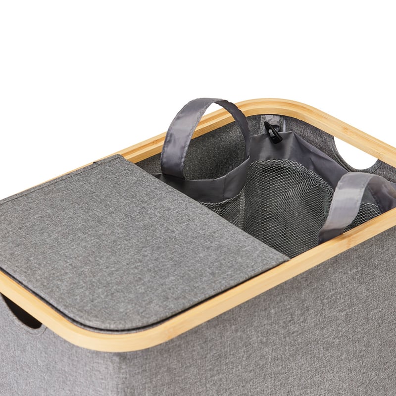 Remi Charcoal Divided Laundry Basket