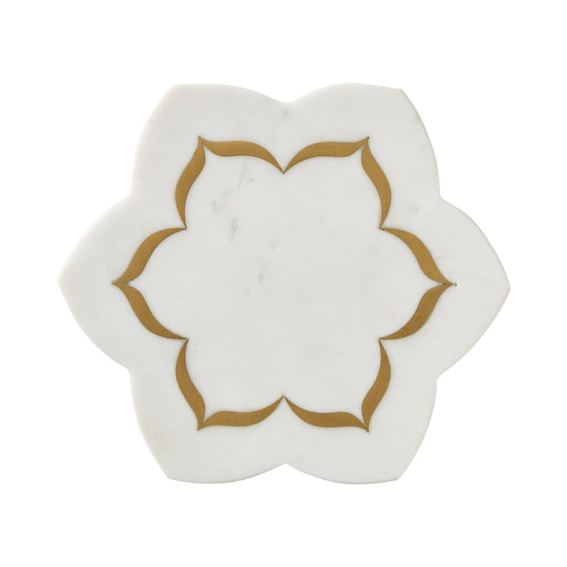 Flower Star White & Gold Marble Trivet