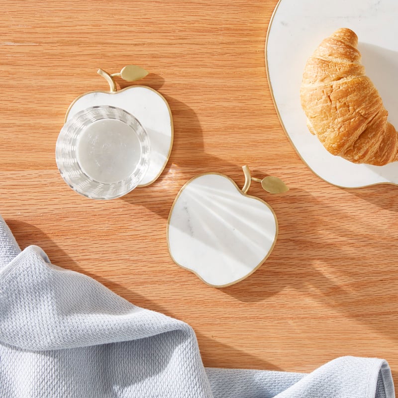 Apple Marble White & Gold Coasters Pack of 2