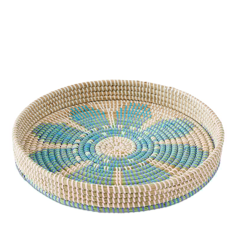 Bahama Blue Flower Round Tray