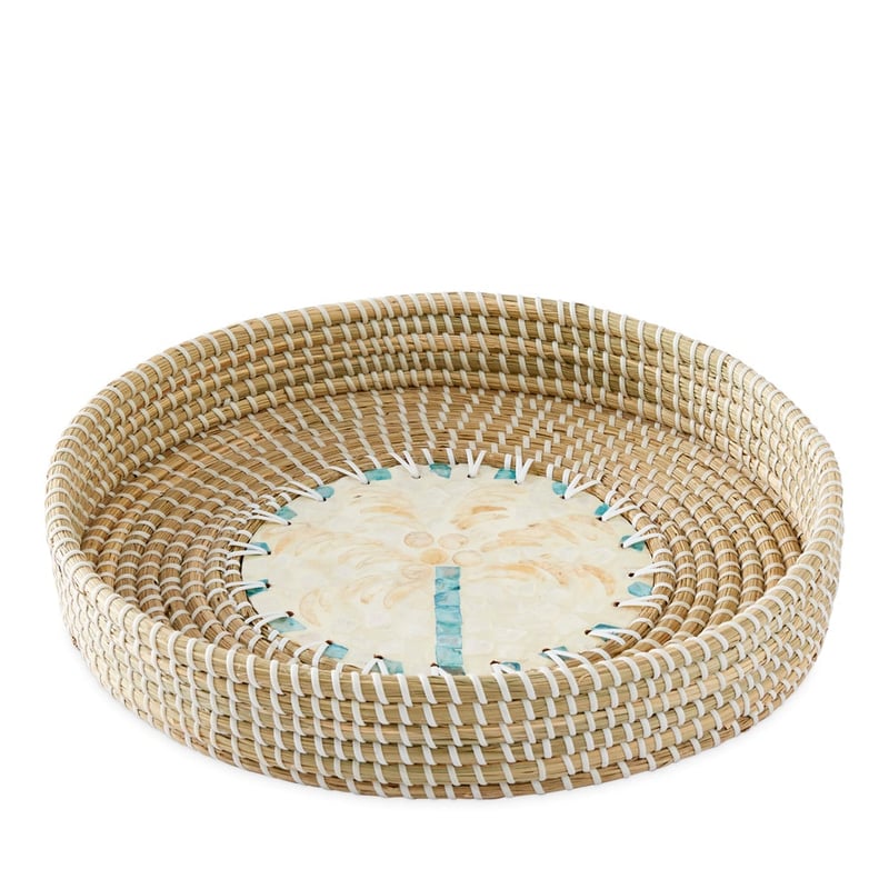 Bahama Blue Palm Round Tray