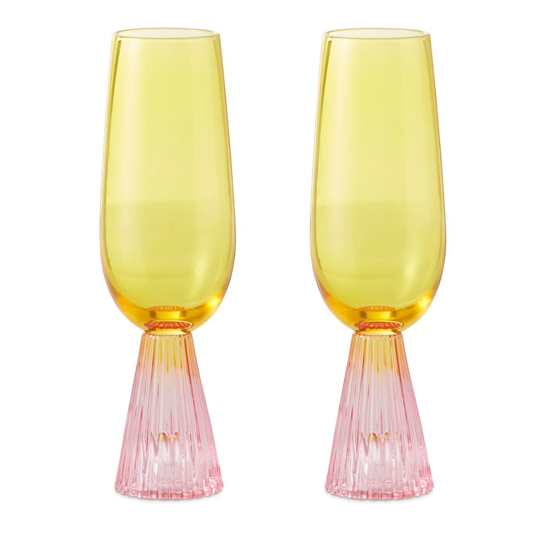 Retro Yellow & Pink Champagne Flute Pack of 2