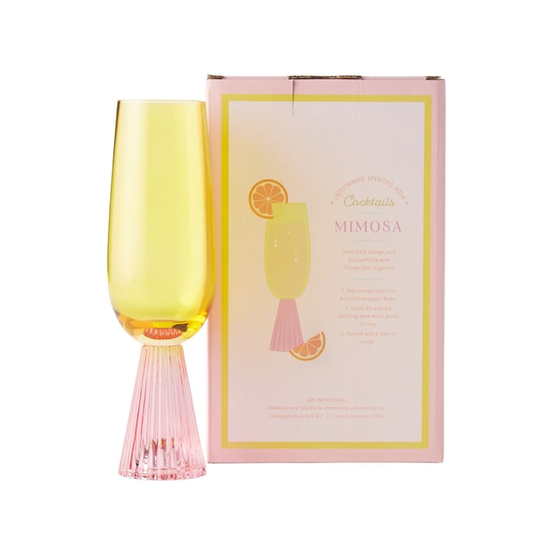 Retro Yellow & Pink Champagne Flute Pack of 2