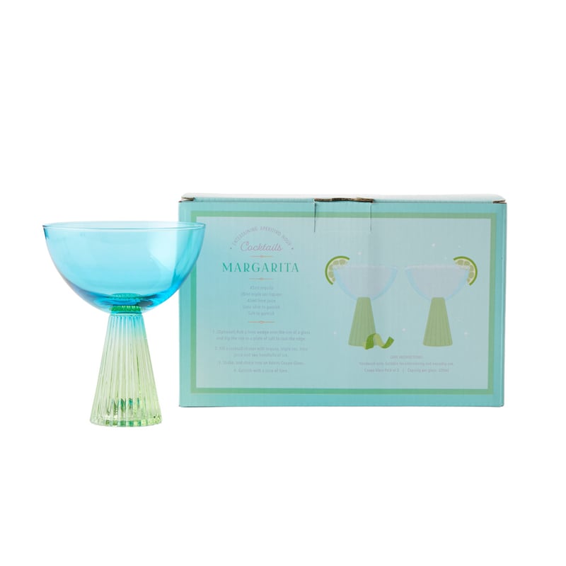 Retro Blue & Green Coupe Glass Pack of 2