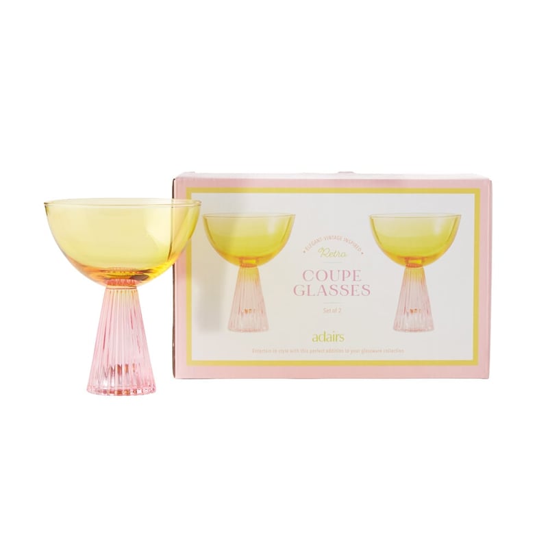 Retro Yellow & Pink Coupe Glass Pack of 2