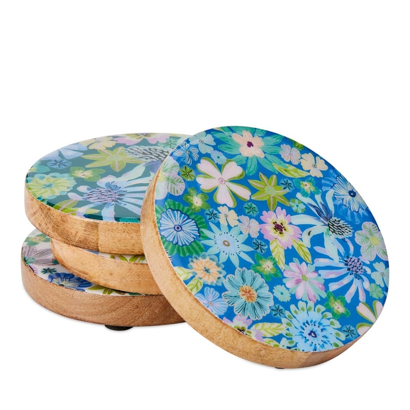 Sia Floral Assorted Timber Coasters Pack of 4