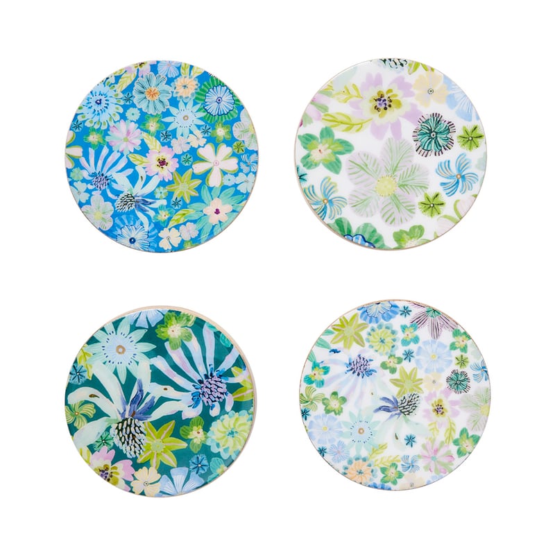 Sia Floral Assorted Timber Coasters Pack of 4