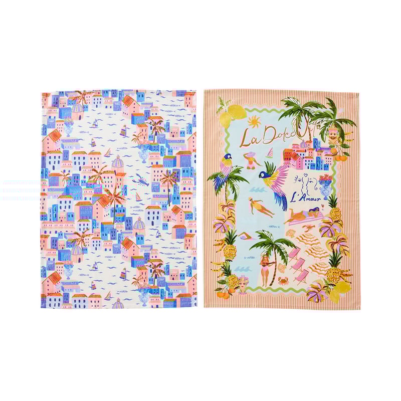 La Dolce Vita Multi Tea Towels Pack of 2