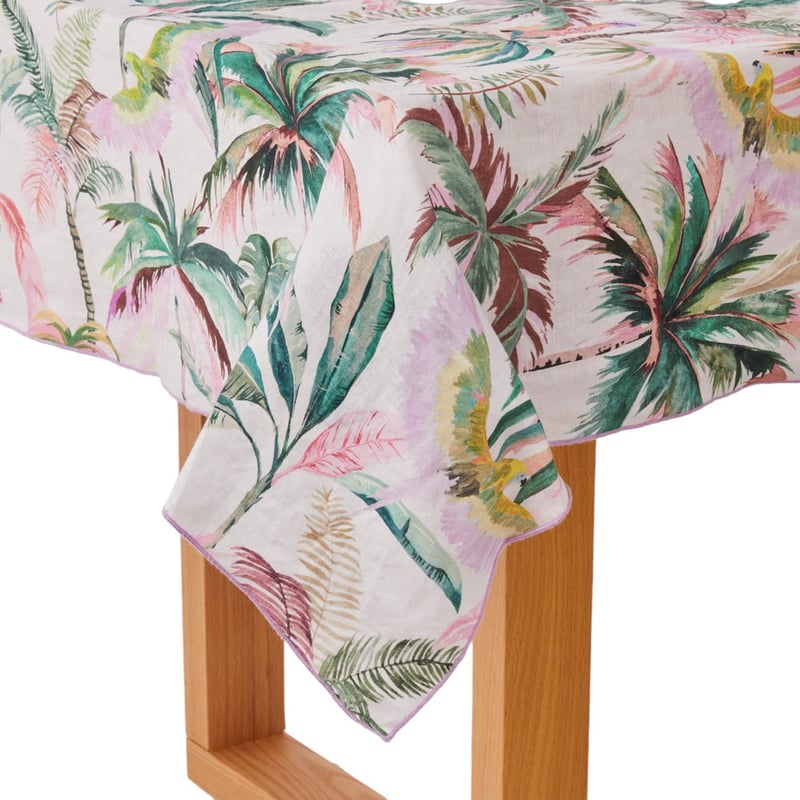 Rio Palm Green Linen Tablecloth