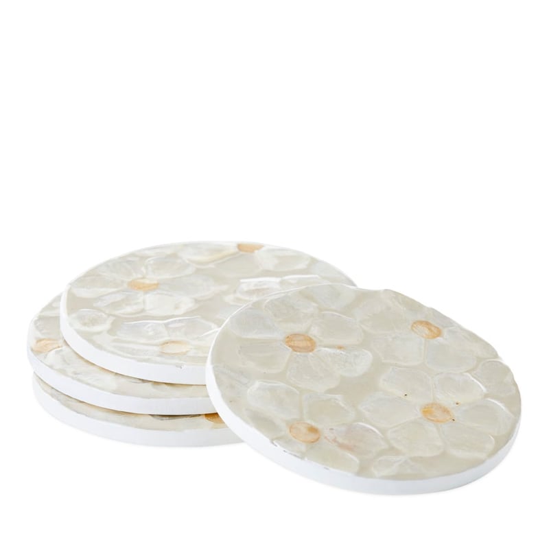 Sicily Capiz Ivory Daisy Coasters Set of 4