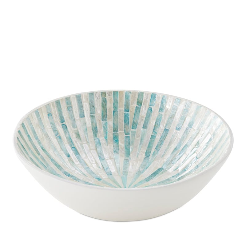 Sicily Capiz Teal Stripe Bowl