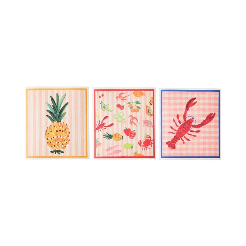 Printed Foodie Market Dishcloth Pack of 3