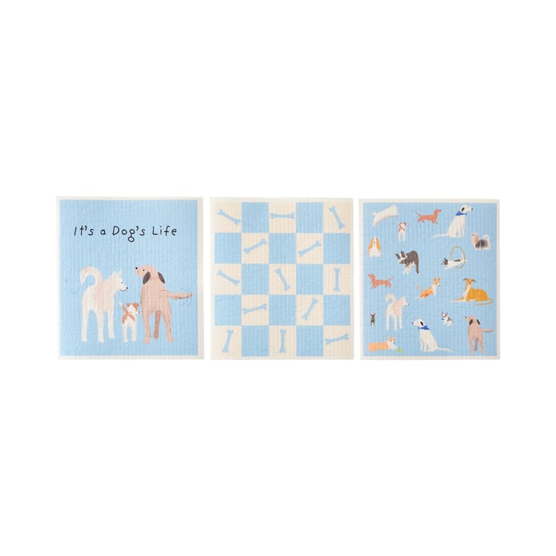 Printed It’s a Dogs Life Dishcloth Pack of 3