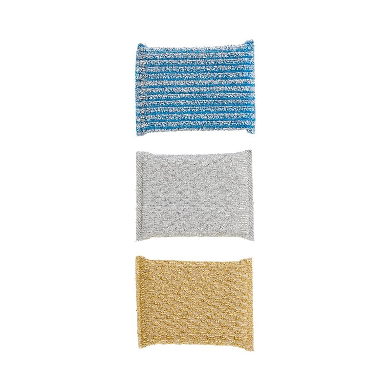 Remi Silver, Gold & Blue Metallic Thread Sponge Pack of 3