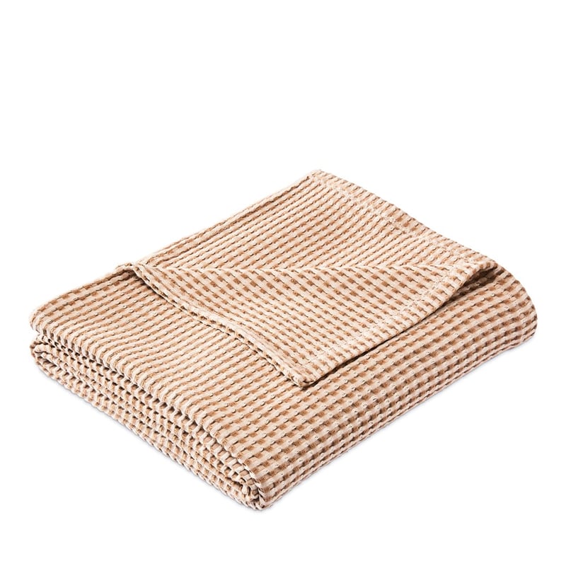 European Collection Turkish Cotton Natural & Tobacco Waffle Blanket