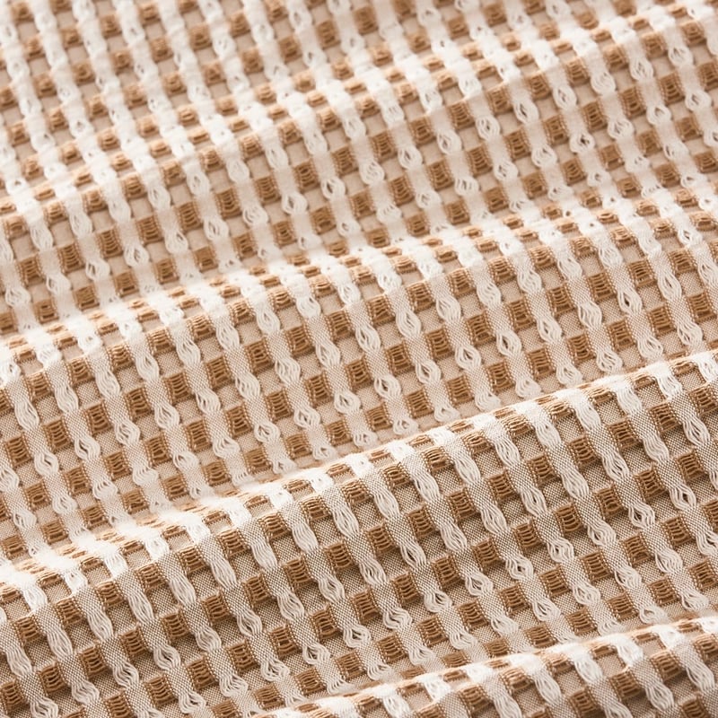 European Collection Turkish Cotton Natural & Tobacco Waffle Blanket