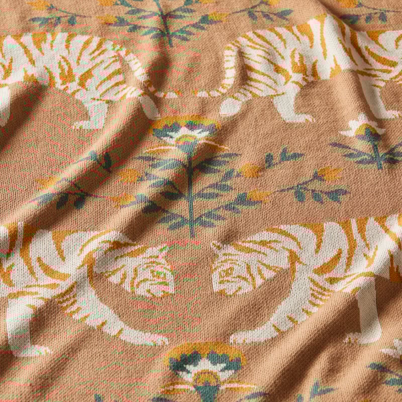 Bengal Tiger Brown Knitted Throw