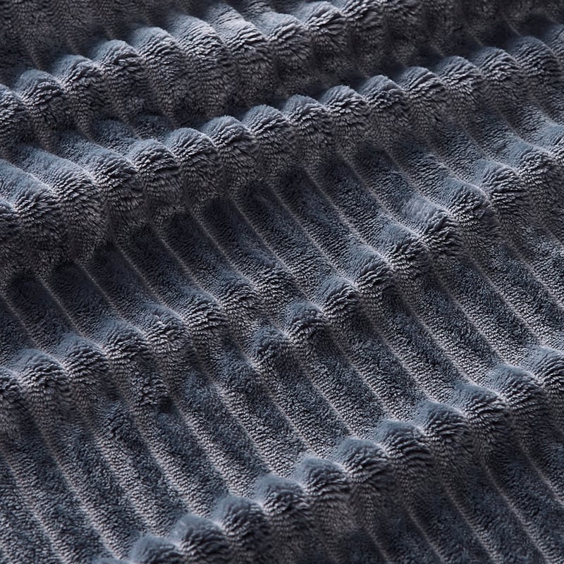 Evan Steel Blue Ribbed Blanket