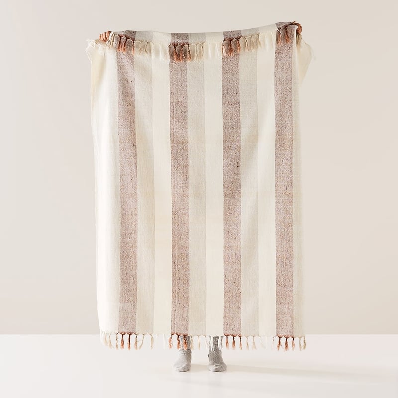 Cabo Natural & Chestnut Stripe Throw