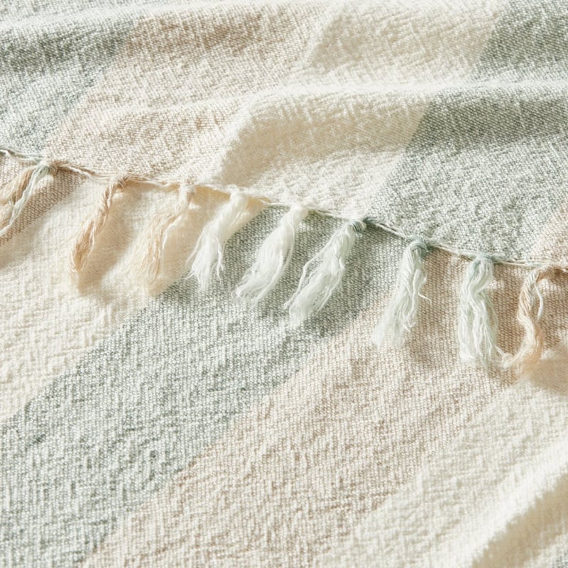 Cabo Natural & Green Stripe Throw