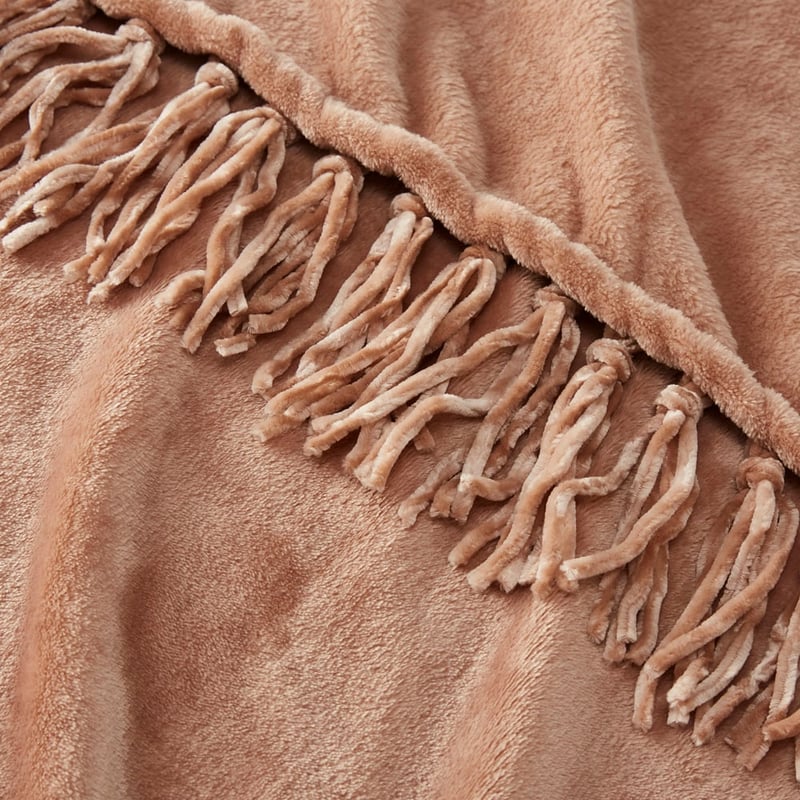 Aspen Hazelnut Fleece Tassel Throw