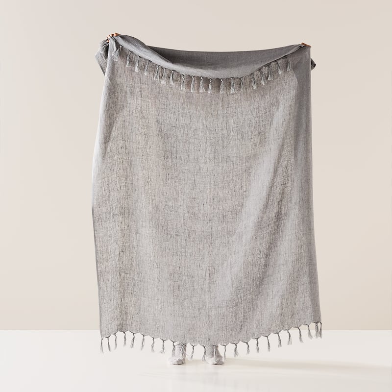Malmo Grey Linen Throw