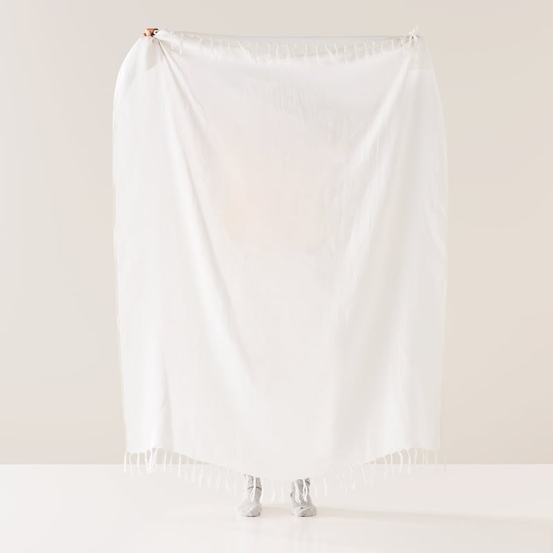 Malmo White Linen Throw