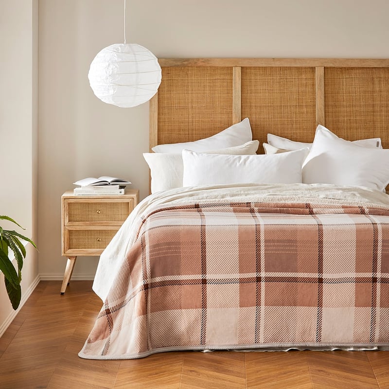 Sherpa Portabella Check Blanket