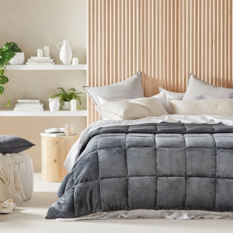 Plush Coal Quilted Blanket