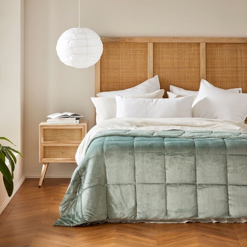 Plush Sage Quilted Blanket