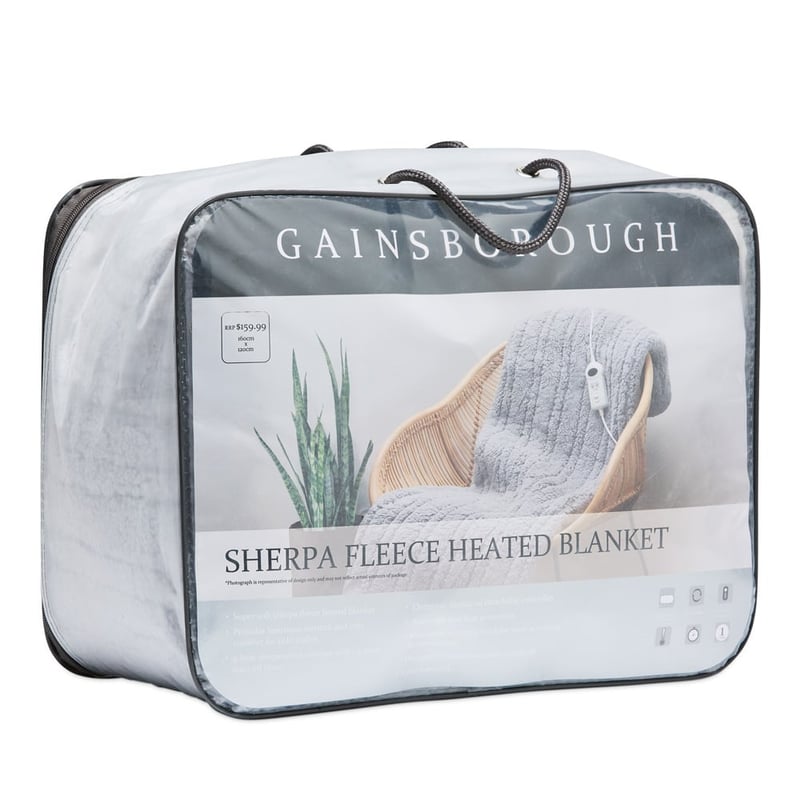 Sherpa Ash Grey Heated Blanket